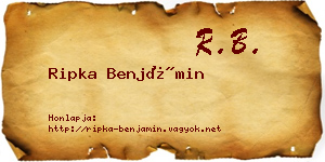 Ripka Benjámin névjegykártya